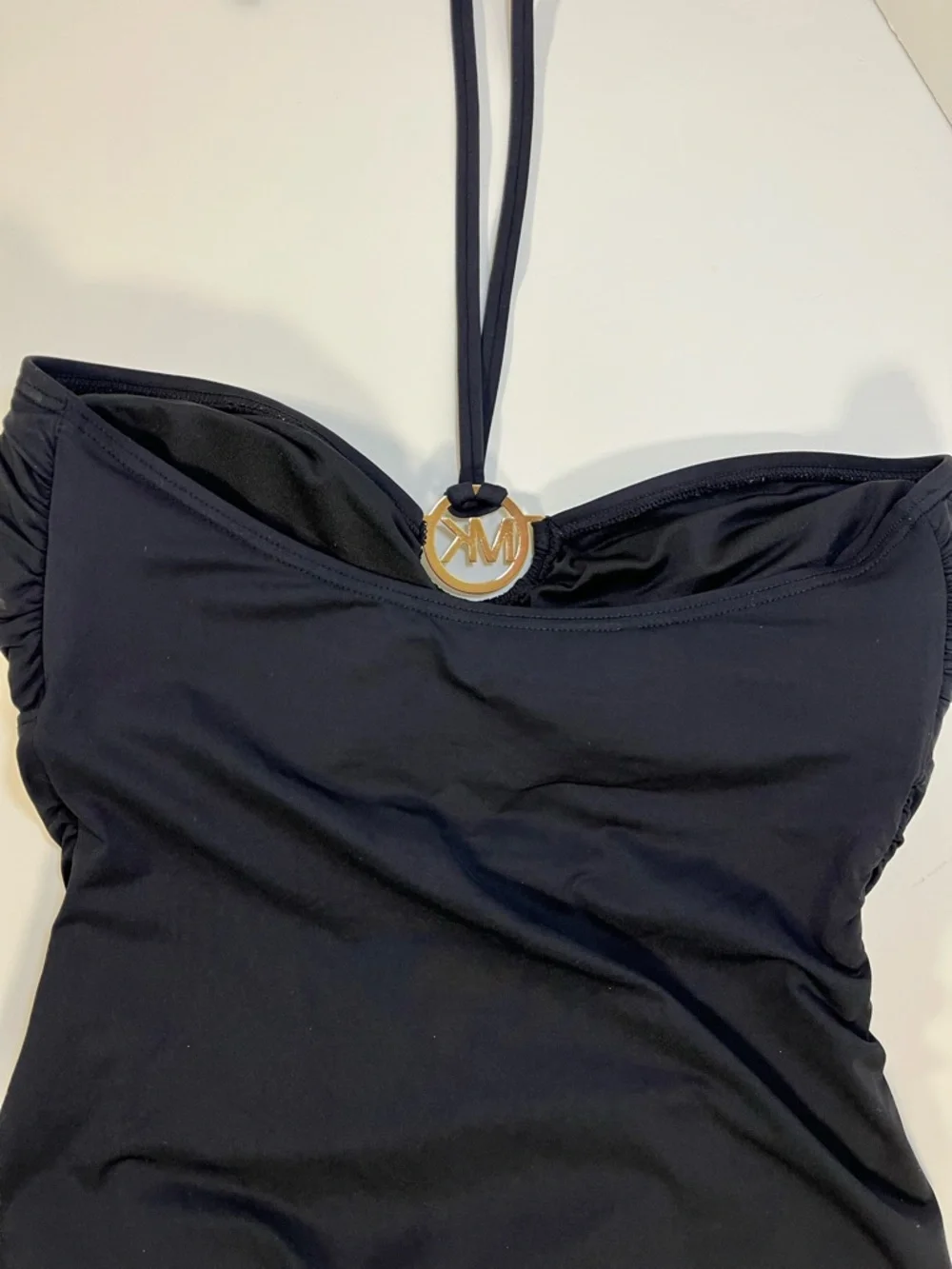 MICHAEL Michael Kors Black Halter One-Piece Swimsuit Medallion, size 10